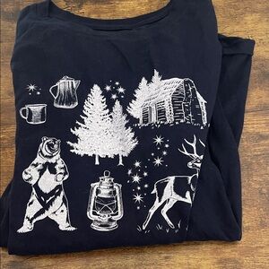 Nature-Inspired Black Long Sleeve Tee